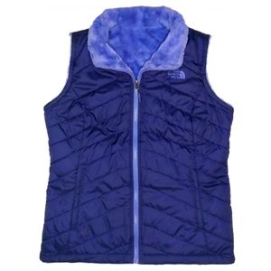 The North Face Navy Quilted Vest with Fleece Collar